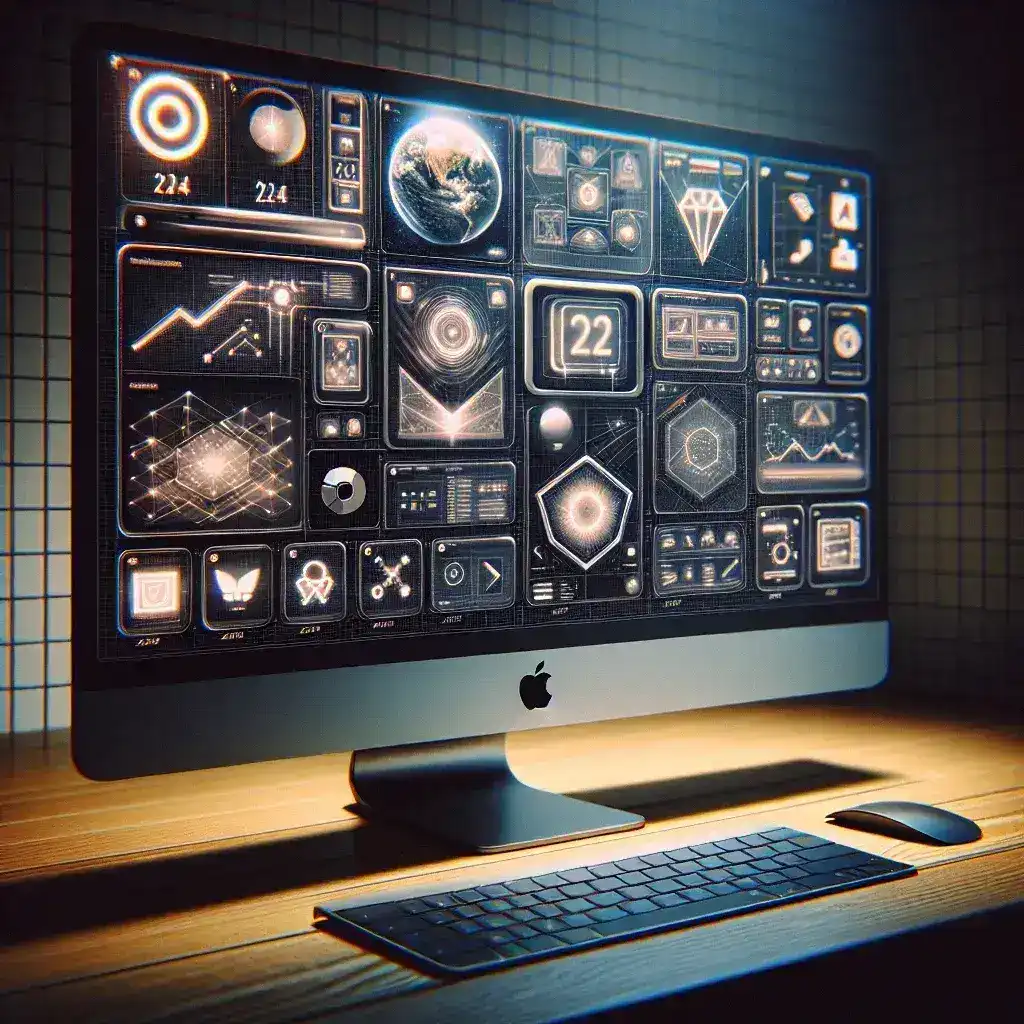 "Las Mejores Aplicaciones de Productividad para Mac 2024: Pantalla de Mac mostrando diversas aplicaciones de productividad como Notion, Todoist y Trello."